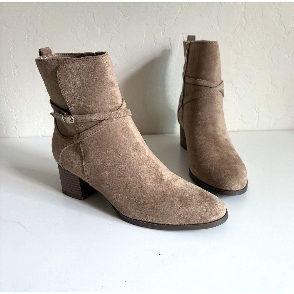 ANNE KLEIN Akmoore Boot Women's Size 9.5M Sand Zip Up Bootie Boho Whimsical NIB